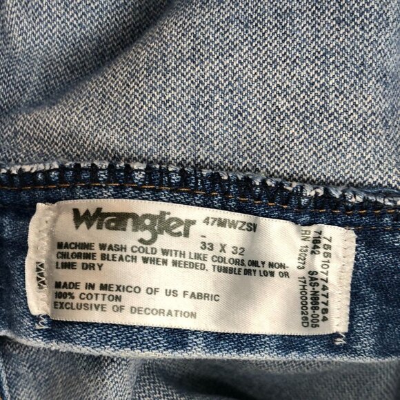 Wrangler Mens Jeans Size 33x32 Regular Fit Straight Leg Blue Ddenim 47MWCSV - Picture 4 of 12